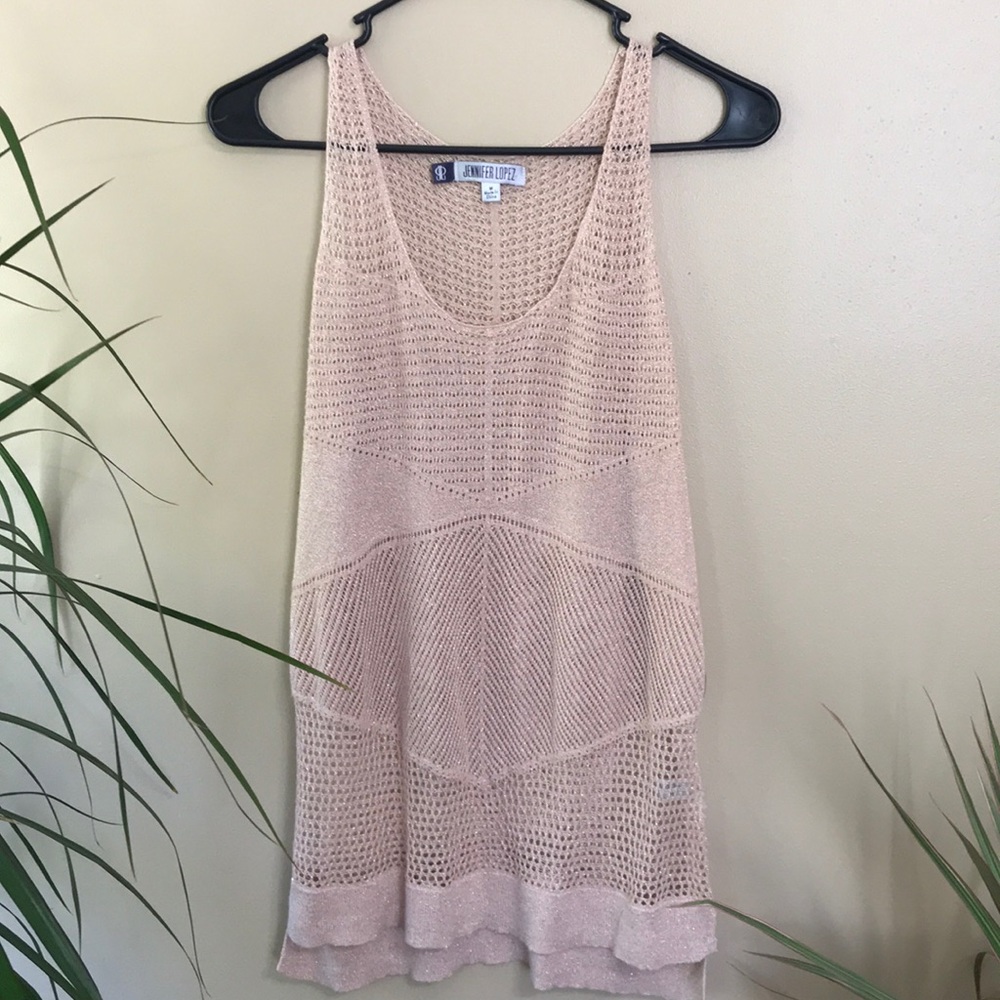 Metallic gold light pink tank top